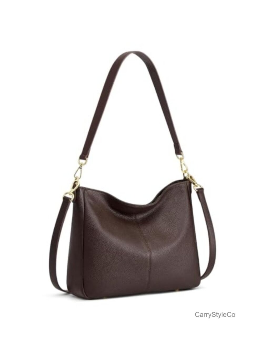 Genuine Leather Hobo Crossbody Bag with 2 Straps Convertible Satchel